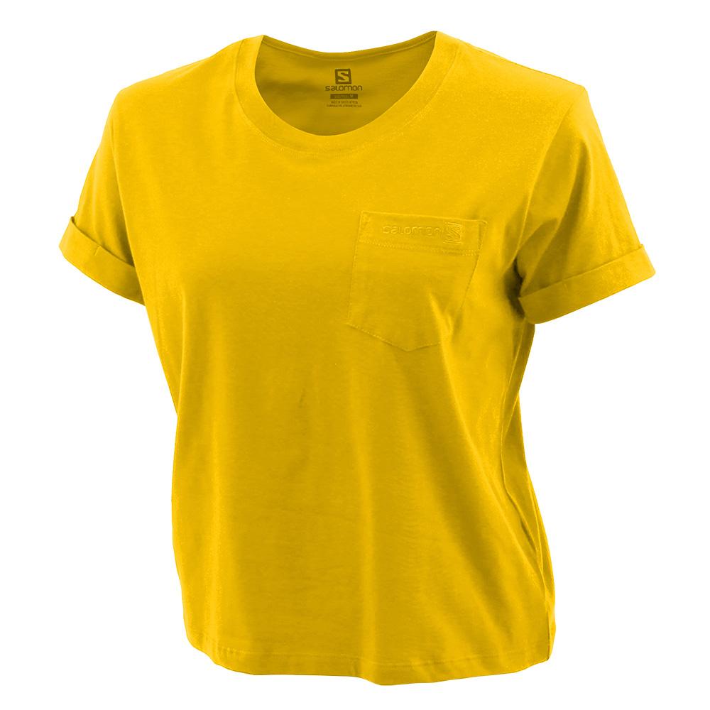 Salomon Israel POCKET SS W - Womens T shirts - Yellow (ZOAC-52439)